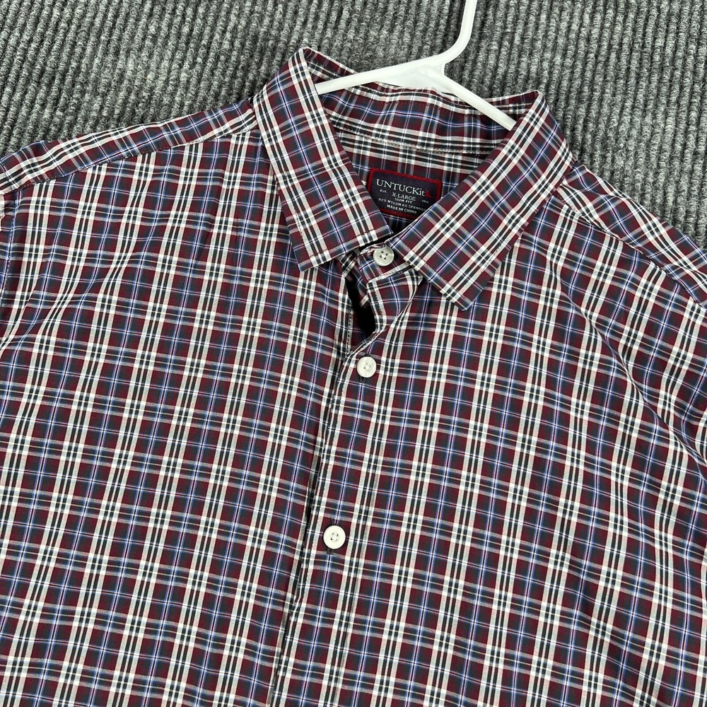 UNTUCKit Performance‎ Shirt Mens XL Extra Large Blue Plaid Long Sleeve Button Up
